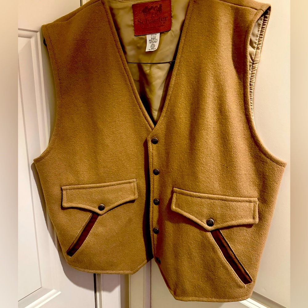 🔥 Vintage Cream Wool Vest – Brass Buttons & Silk Lining – XL